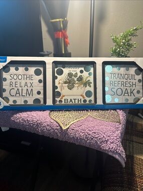 Polka Dot Blue & White Bath Wall Art Trio